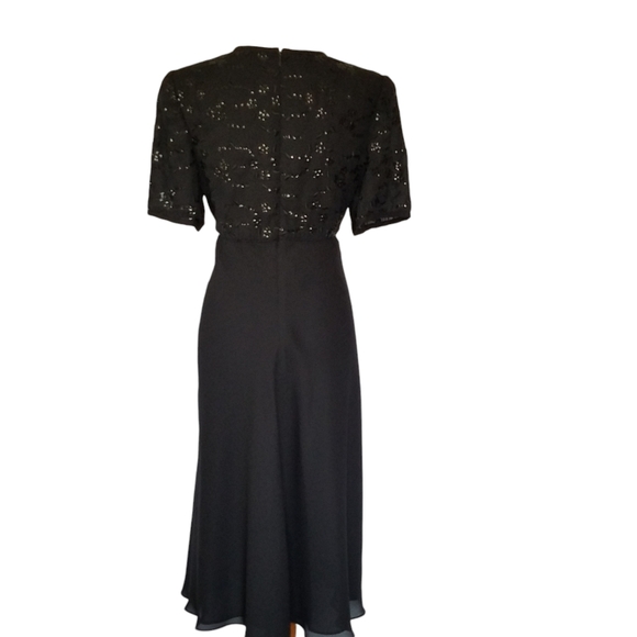 Vintage Sequined Julian Wilder Little Black Dress Empire Dress Full Skirt - Picture 5 of 16